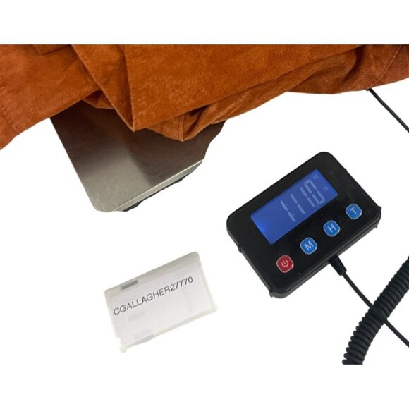 Chicos Womens Blazer Jacket Size 3 US XL Orange Suede Leather Single Breasted - Picture 7 of 7